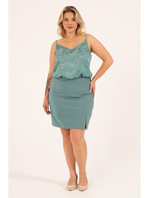 Mylinemoda Arka Beli Lastikli Yırtmaçlı Mini Etek - S000238993-1180