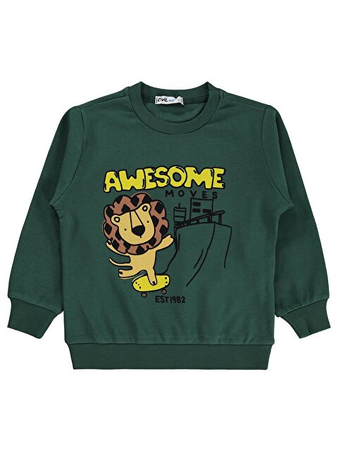 Civil Boys Awesome Aslan Baskılı 2-5 Yaş Sweatshirt Km - Yeşil