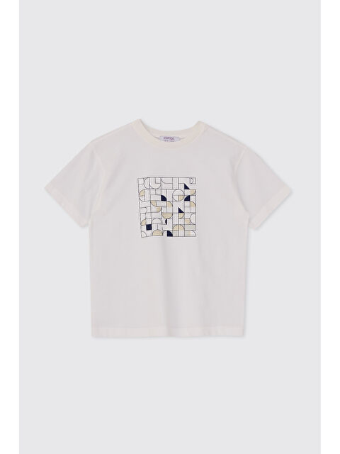 Panço Erkek Çocuk Baskılı Beyaz Tişört