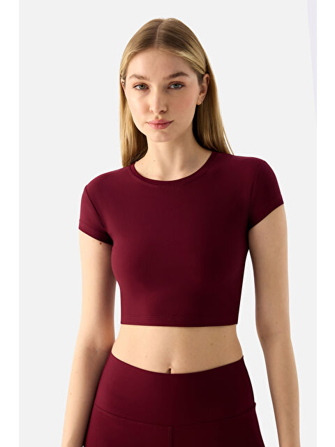 Superstacy Melina Kısa Kol Vişne Crop Top - S000402189-19951