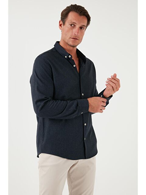 Buratti Pamuklu Regular Fit Düğmeli Yaka Kışlık Erkek Gömlek CF24W127079 - S000088717-29672