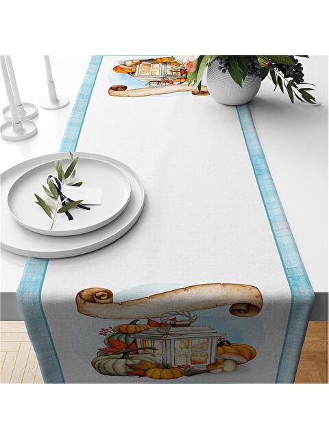 Evmila Sonbahar Temalı 40x140 Cm Kadife Runner - S000285918-23173