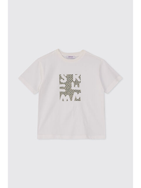 Panço Erkek Çocuk Baskılı Beyaz Tişört