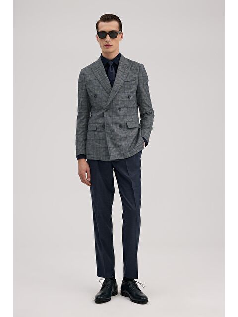 JAKAMEN Lacivert Slim Fit Kruvaze Takım Elbise - S000495523-21164