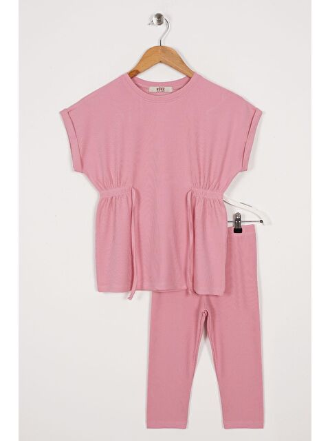 Zepkids Bisiklet Yaka Bağlama Detaylı Pembe Renk Kız Çocuk Taylı Takım - S000356645-20024