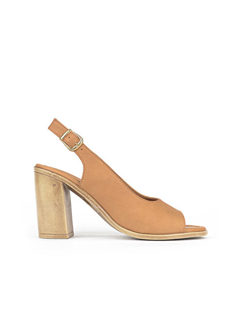 Ziya Ayakkabı Kadın Hakiki Deri Topuklu Sandalet 1611020Z1716 Taba - S000497546-14955