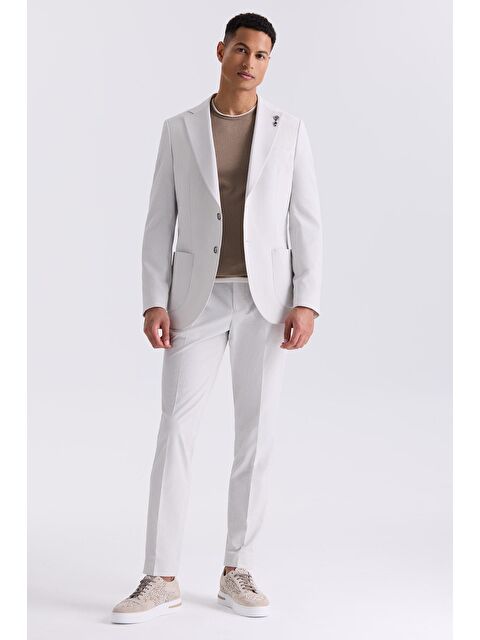 JAKAMEN Taş Beyaz Slim Fit Mono Yaka Spor Takım Elbise - S000495521-25636