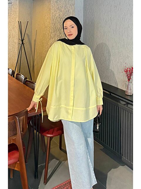 Lamelif Manşeti Biyeli Tunik Sarı - S000521854-20072