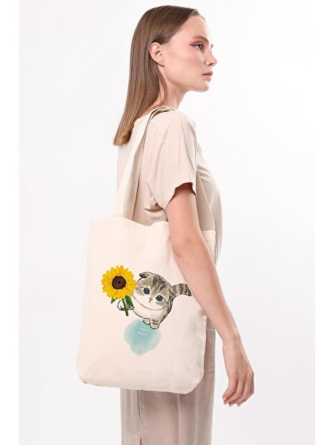 Bagg Kanvas Ayçiçekli Kedi Bez Çanta C1614 - S000148806-19966