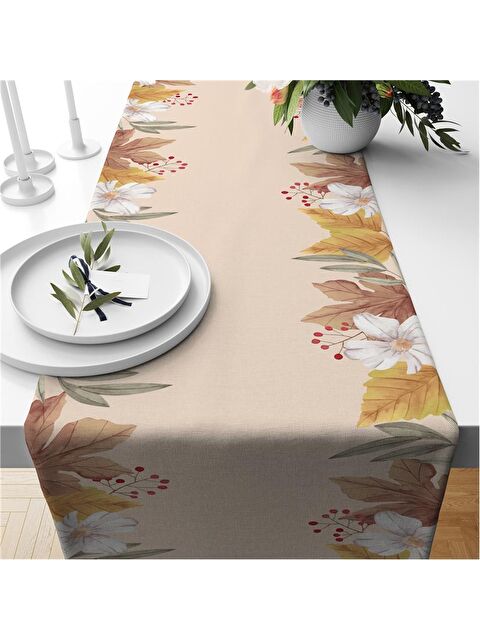 Evmila Sonbahar Temalı 40x140 Cm Kadife Runner - S000285917-23173