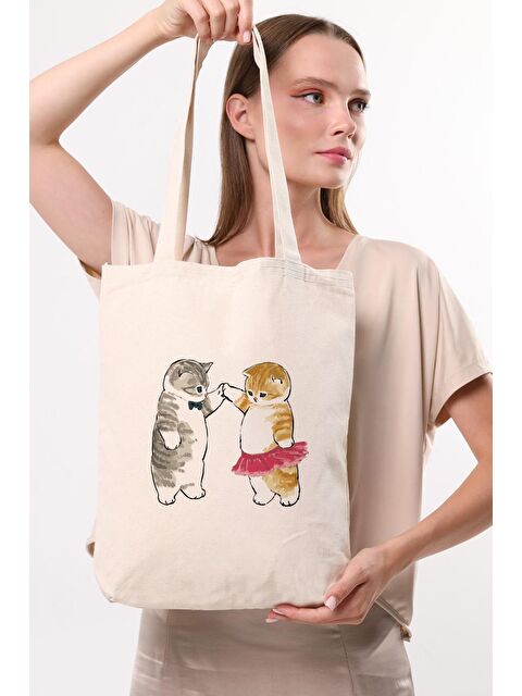 Bagg Kanvas Dans Eden Kediler Bez Çanta C1607 - S000148812-19966