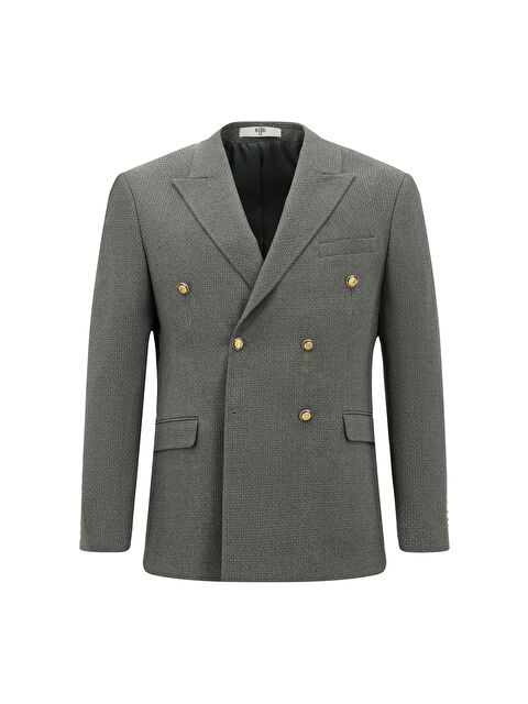 Kiğılı Slim Fit Dar Kesim Desenli Kruvaze Ceket - S000435992-33408