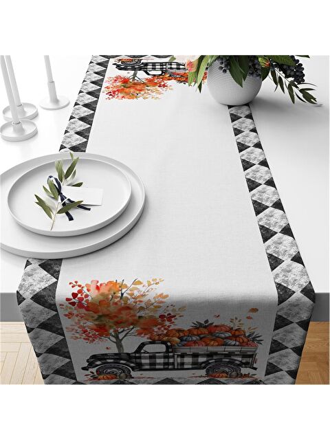 Evmila Sonbahar Temalı 40x140 Cm Kadife Runner - S000285912-23173