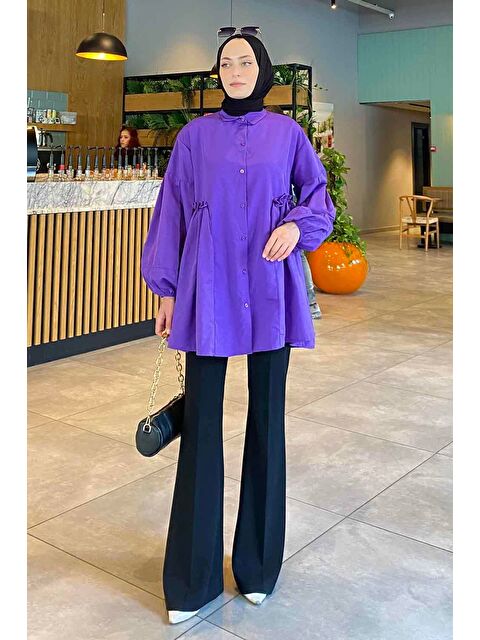 Lamelif Lopez Balon Kol Tunik Mor - S000521863-20042