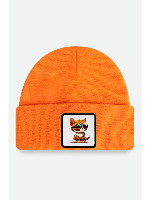 BlackBörk Kedi Logolu Turuncu Çocuk Bere