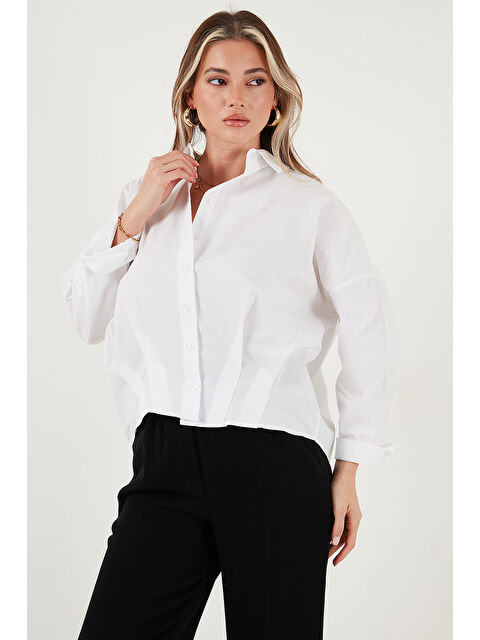 Lela Pamuklu Oversize Önü Kısa Arkası Uzun Klasik Yaka Gömlek 6834985 - S000463875-20063