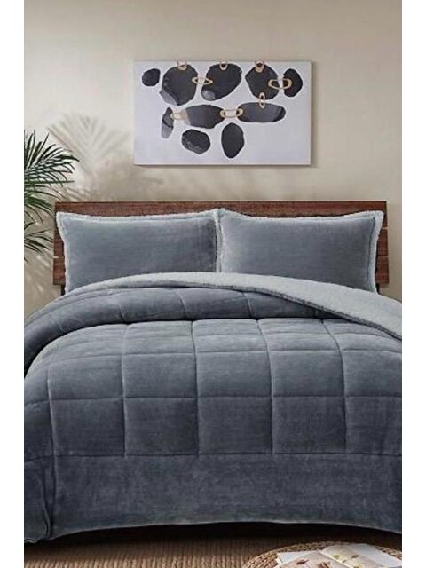 Çeyiz Diyarı Pumi Tek Kişilik Yorgan Takımı 180x230 Cm Antrasit - S000496318-29666