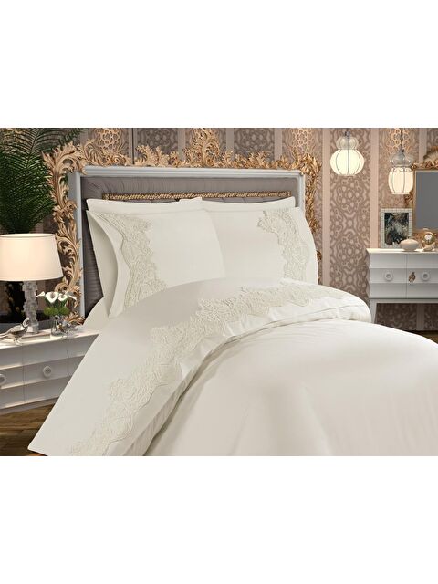 Çeyiz Diyarı Duru Fransız Güpürlü Çeyizlik Nevresim Takmı Krem - S000496323-19966