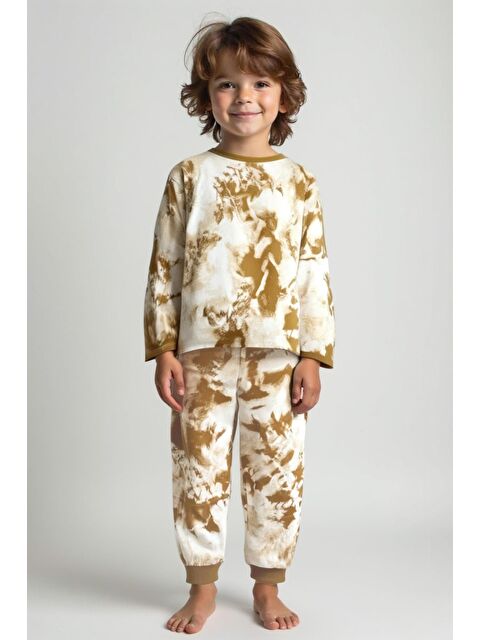 ZEYLAND Unisex Çocuk Desenli Pijama Takımı - Camel - S000532750-4557