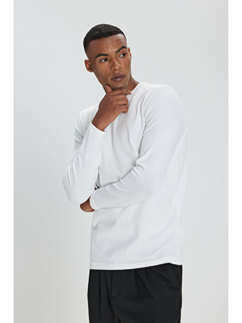 Altınyıldız Classics Erkek Ekru Standart Fit Normal Kesim Bisiklet Yaka Triko Kazak - S000403066-19965