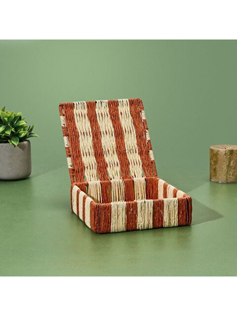 Evidea Deco Varese Dekoratif Kutu - Turuncu / Krem - 18x18x5 cm - S000376947-6385