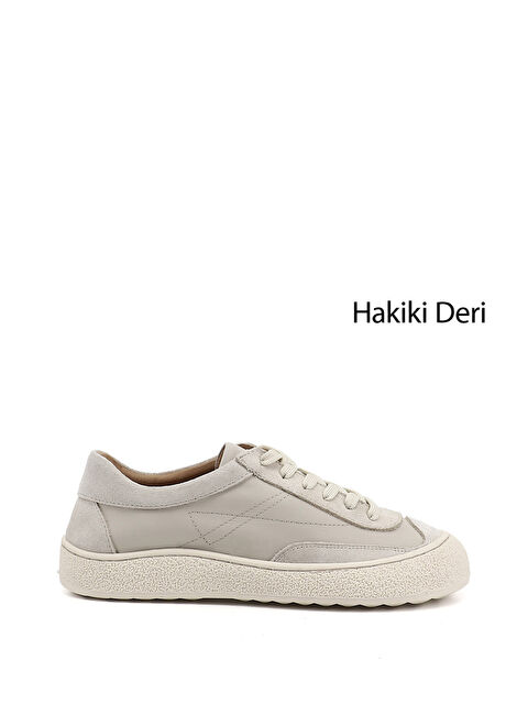 GÖNDERİ(R) Kadın YENİ BEJ Bağcıklı Hakiki Deri Sneaker