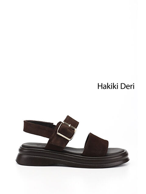 GÖNDERİ(R) Kadın AÇIK KAHVERENGİ Tokalı Bantlı Hakiki Deri Sandalet