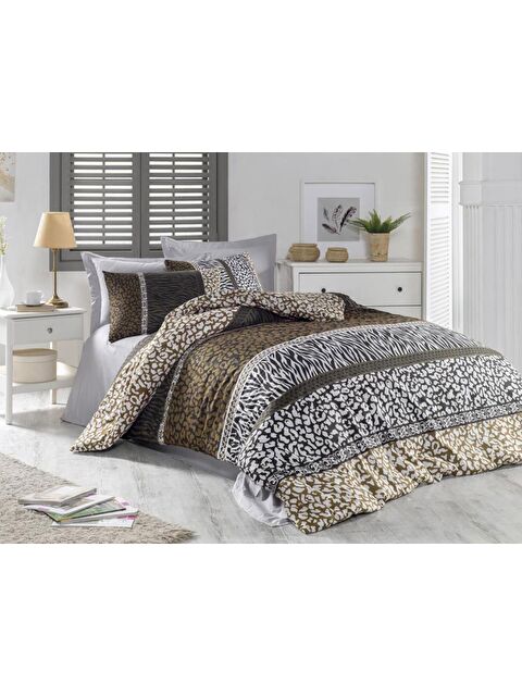Çeyiz Diyarı Leopard %100 Pamuk Tek Kişilik Nevresim Takımı Kahverengi - S000496339-19413