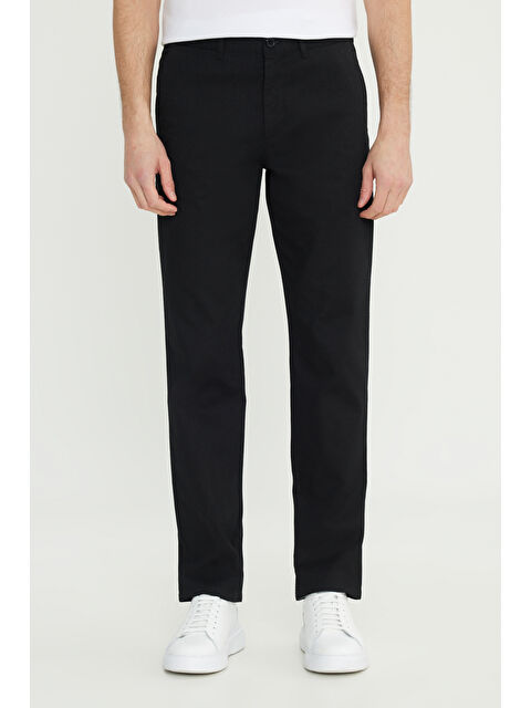 Altınyıldız Classics Erkek Siyah Comfort Fit Rahat Kesim Pamuklu Esnek Armürlü Yan Cep Pantolon - S000403119-19351
