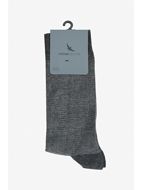 Altınyıldız Classics Erkek Koyu Gri Tekli Standart Fit Desenli Modal Esnek Soket Çorap - S000413115-29351