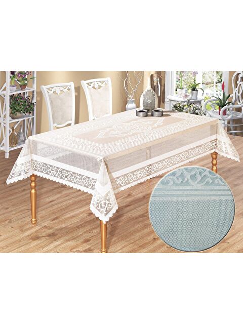 Çeyiz Diyarı Venessi Örme Pano Desenli Masa Örtüsü Turkuaz - S000496347-20055
