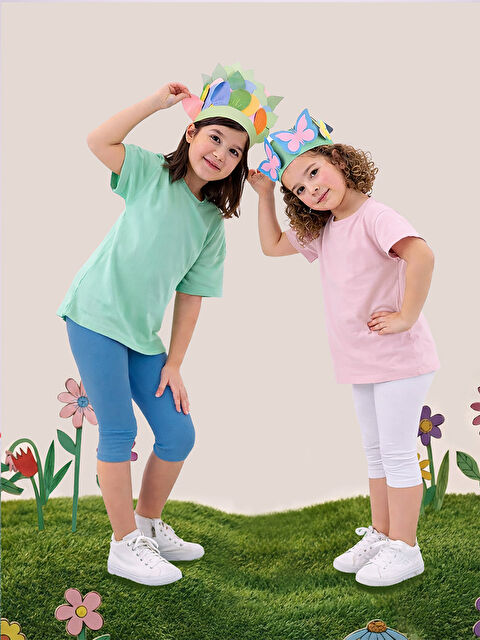 MSHB&G Ekru Ve Mavi Kız Çocuk Kaşkorse 2'li Tayt Paketi