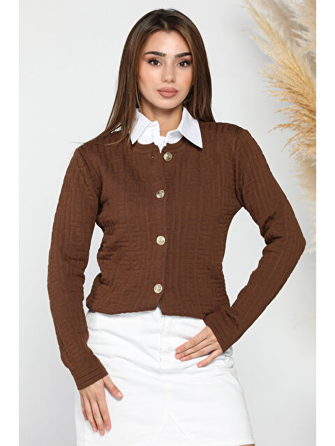 Gülseli Kadın Kabartma Desen Triko Hırka - S000289882-19413