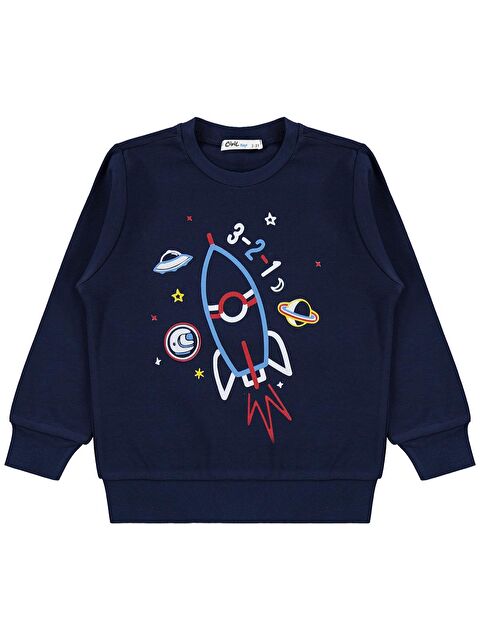 Civil Boys Uzay Mekiği Baskılı 2-5 Yaş Sweatshirt Km - Lacivert 4-5 Yaş - S000510617-21164