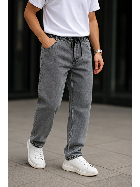 Comstar Erkek Günlük Premium Gri Baggy Pantolon