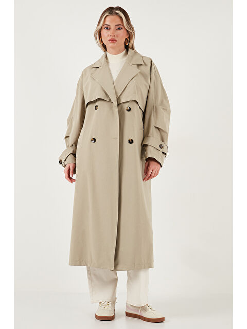 Lela Pamuklu Oversize Kruvaze Yaka Düğmeli Uzun Trençkot 6839605 - S000463881-29488