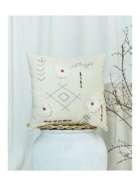 Asdiva Bohem Tarzı Pamuklu Nakışlı 45x45 Kırlent Kılıfı - S000344565-5442