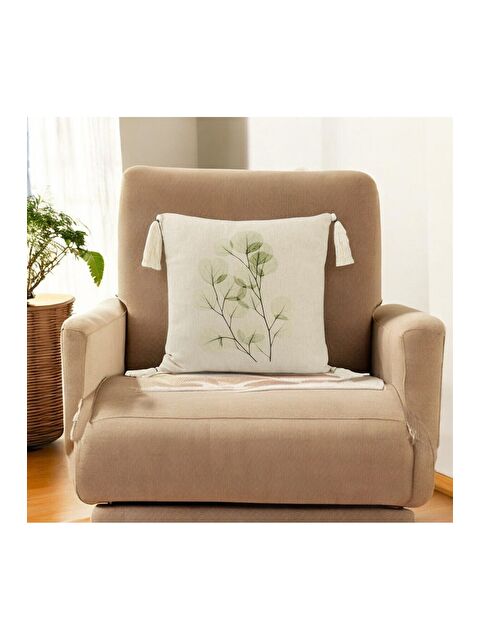 Asdiva Bohem Tarzı Keten Pamuklu Dijital Baskı Desenli Püsüllü 45x45 Kırlent Kılıfı - S000344565-29488