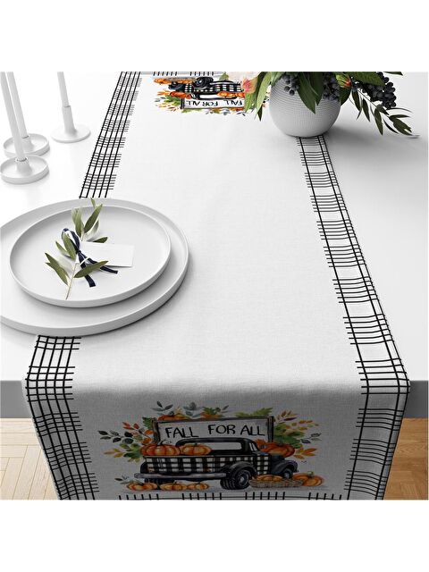 Evmila Sonbahar Temalı 40x140 Cm Kadife Runner - S000285914-23173