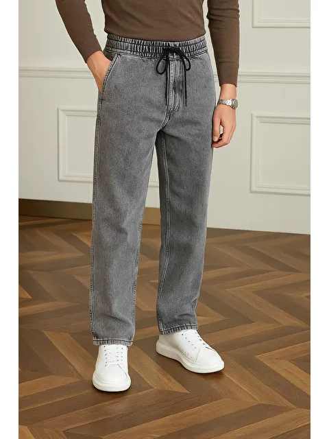 Comstar Erkek Trend Günlük Bol Paça Baggy Gri Pantolon