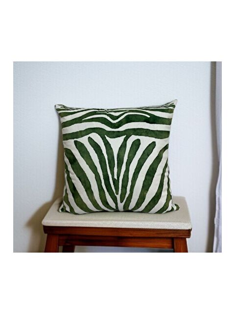 Asdiva Yeşil Zebra Desen Dekoratif Kırlent Kılıfı 43x43 - S000392442-37302