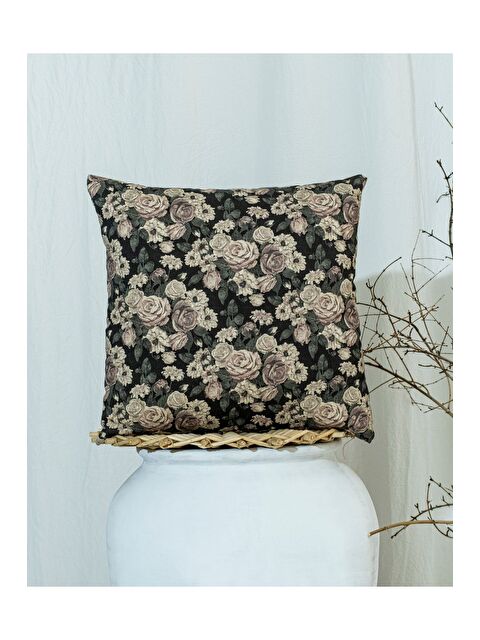 Asdiva Bohem Tarzı Keten Pamuklu Dijital Baskı Çiçek Desenli 45x45 Kırlent Kılıfı - S000344565-37442