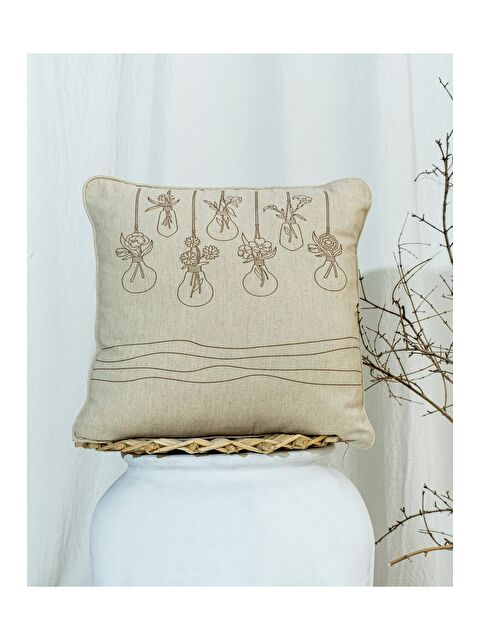 Asdiva Bohem Tarzı Keten Pamuklu Dijital Baskı Desenli Biyeli 45x45 Kırlent Kılıfı - S000344565-29705