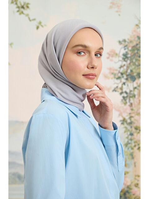 QEF Floş Viskon Düz Eşarp Açık Gri