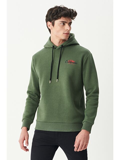 Riders by Lee Regular Fit Kapüşonlu Şardonlu Haki Sweatshirt - S000470667-18547