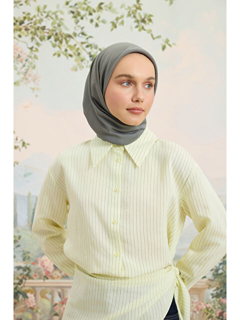 QEF Floş Viskon Düz Eşarp Füme