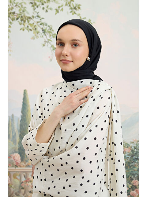 QEF Floş Viskon Düz Eşarp Siyah