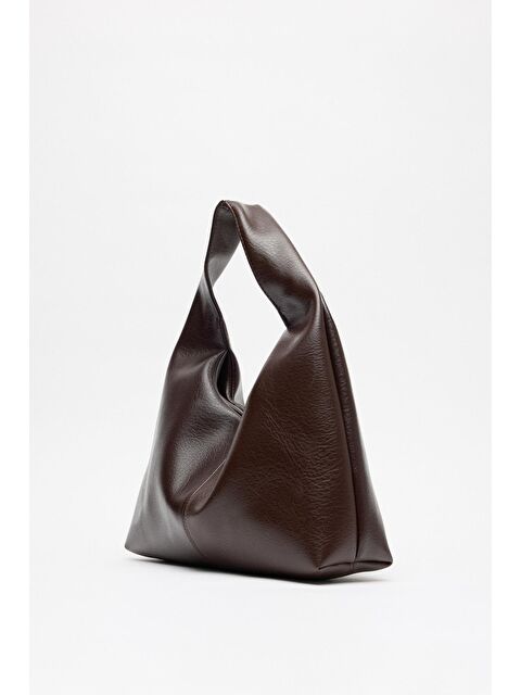 Kadriye Baştürk Yumuşak Dokulu Deri Tote Çanta Kahverengi