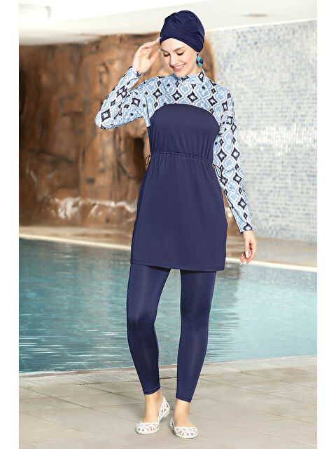 Remsa Elastanlı Tam Kapalı Tesettür Mayo 1256 170 Lacivert - S000347586-21164