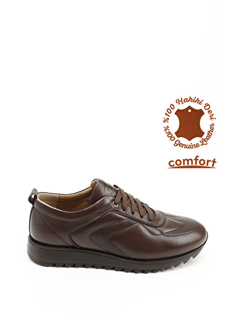 GÖNDERİ(R) Erkek ÇİKOLATA KAHVE Hakiki Deri Bağcıklı Sneaker - S000356695-20637